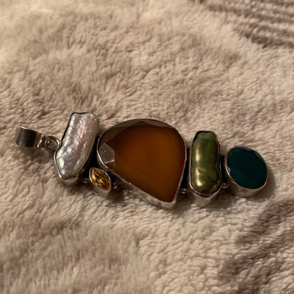 Sterling Silver Multicolor Stone Pendant with Citrine - Picture 4 of 5